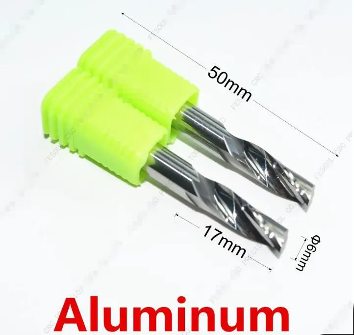 2pieces LY1LX617 6X17mm single flute aluminum CNC router bits for