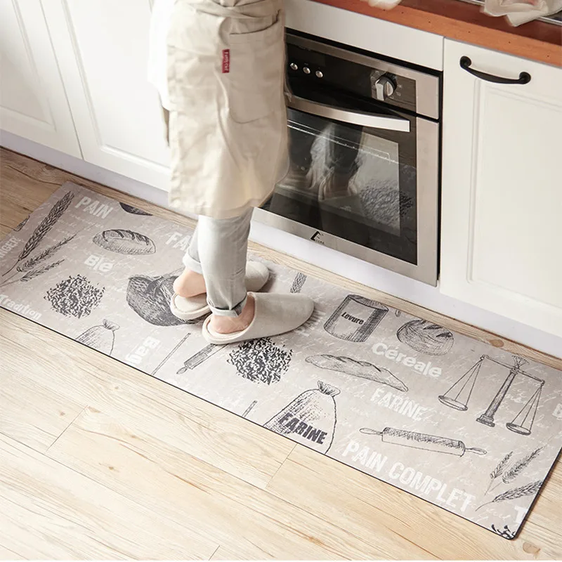 80X45cm/120X45cm/150X45cm Bread Wheat Printed Kitchen Floor Mat Modern Anti-skid/Anti-foulin Rug PVC Leather Material Carpets 80X45cm/120X45cm/150X45cm Bread Wheat Printed Kitchen Floor Mat Modern Anti-skid/Anti-foulin Rug PVC Leather Material Carpets