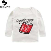 Chivry/Летняя детская футболка для мальчиков милые футболки для маленьких девочек с длинными рукавами и принтом из мультфильма хлопковая детская футболка топы с круглым вырезом, одежда для мальчиков
