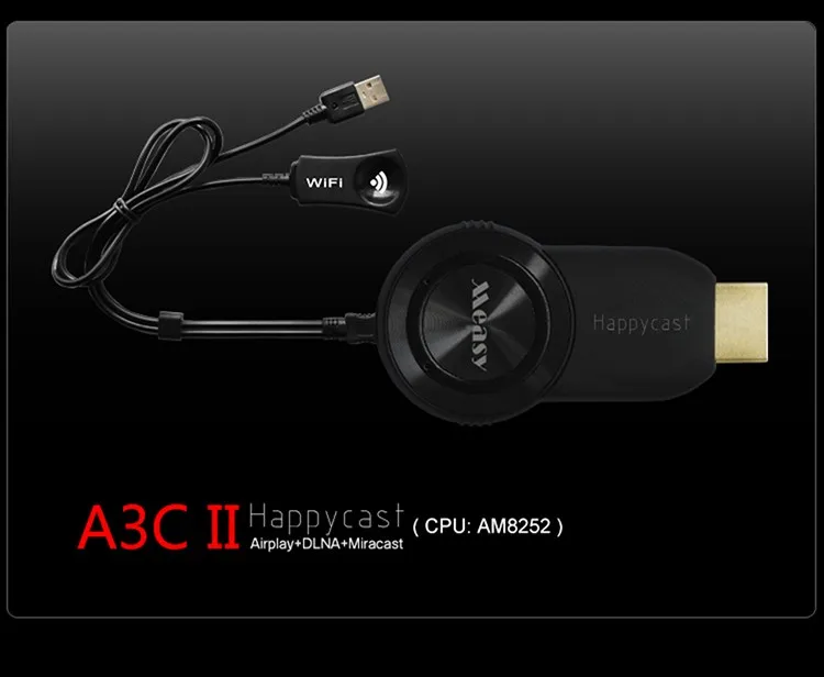 Горячий measy a3c ii беспроводной HD WiFi Дисплей приемник DLNA AirPlay Miracast DLAN программный ключ hdmi 1080 P USB с Wi-Fi 2 в 1 кабель