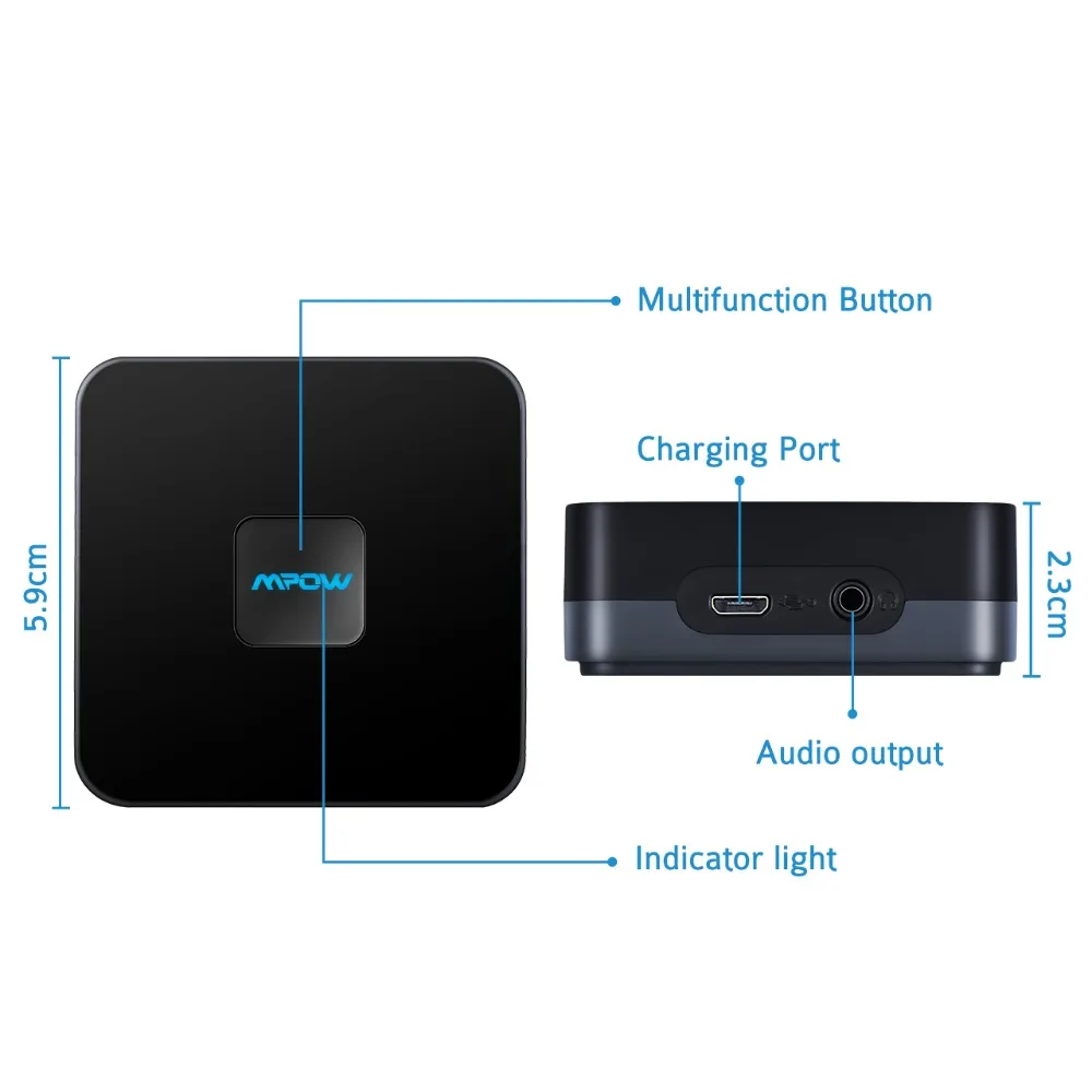 VicTsing Bluetooth 4.1 Receiver Wireless Audio Adapter with High-fidelity Stereo Sound Bluetooth Receiver Car 3.5mm Audio Cable  (7)