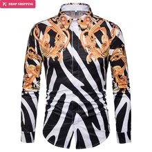 Luxury Floral Print Men Shirt Slim Fit Camisa Masculina 2018 Brand Striped Design Men's Long Sleeve Dress Shirt Chemise Homme Luxury Floral Print Men Shirt Slim Fit Camisa Masculina 2018 Brand Striped Design Men's Long Sleeve Dress Shirt Chemise Homme
