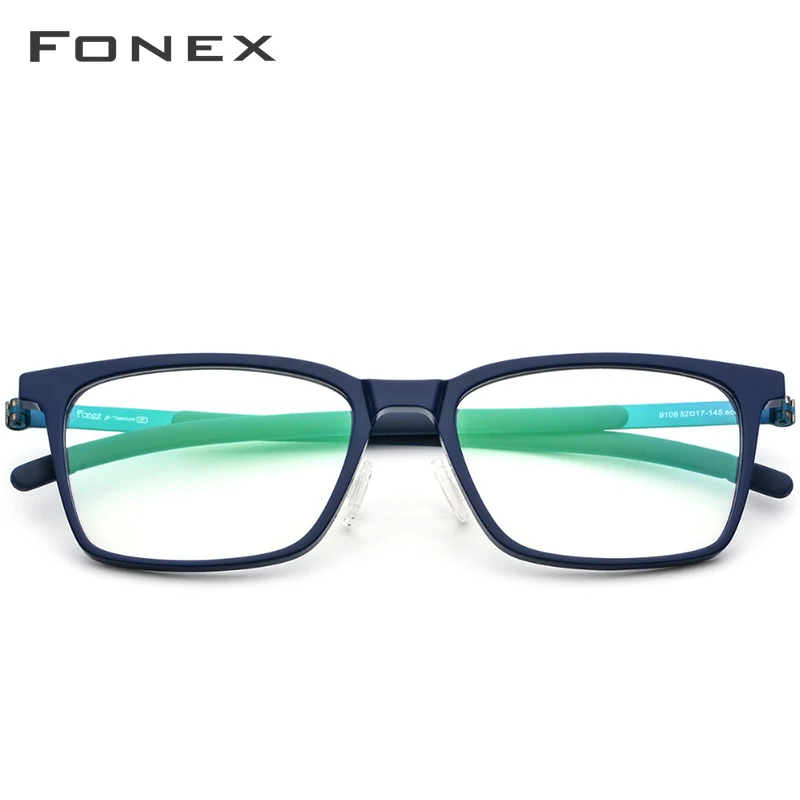 FONEX-Montura de gafas de titanio para hombre, gafas cuadradas de acetato de alta calidad, sin tornillos, 9106