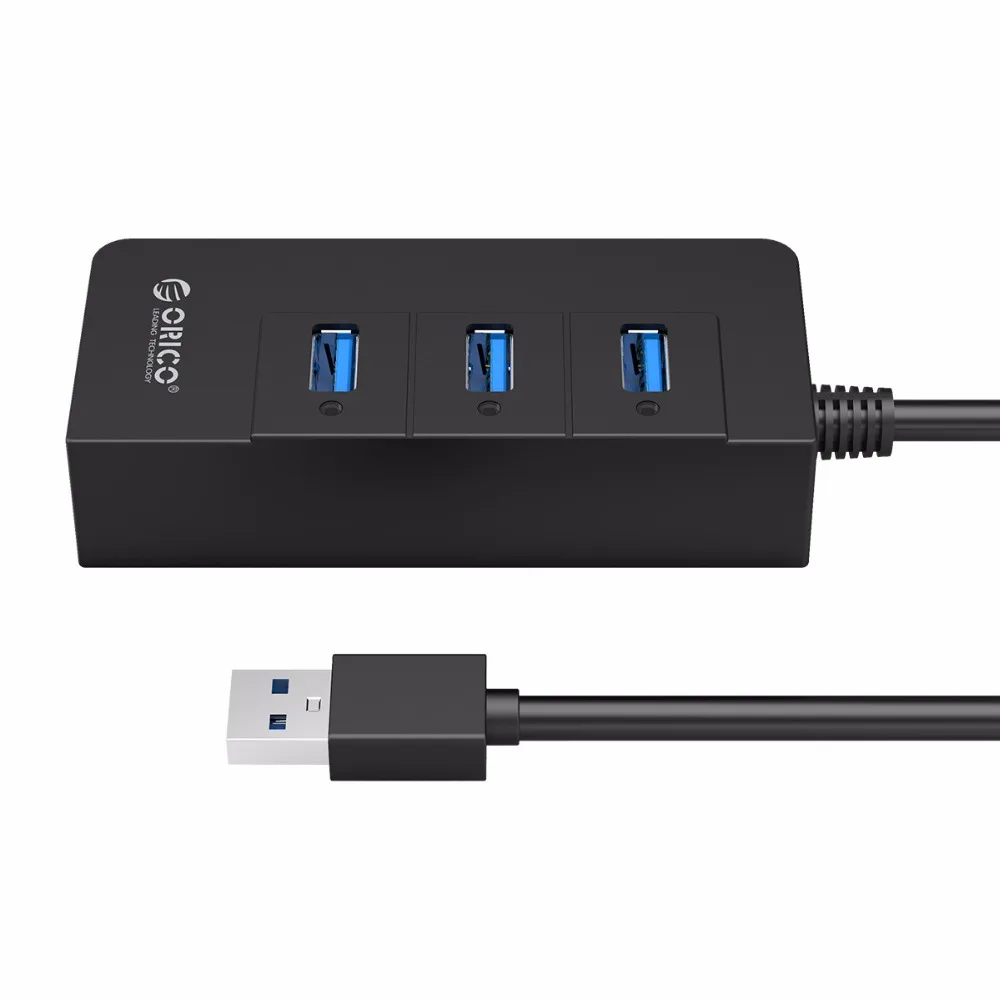 ORICO HR01-U3 3 порта супер скорость USB3.0 концентратор разветвитель с внешним RJ45 Gigabit Ethernet сетевой карты 5 Гбит/с черный для ноутбука