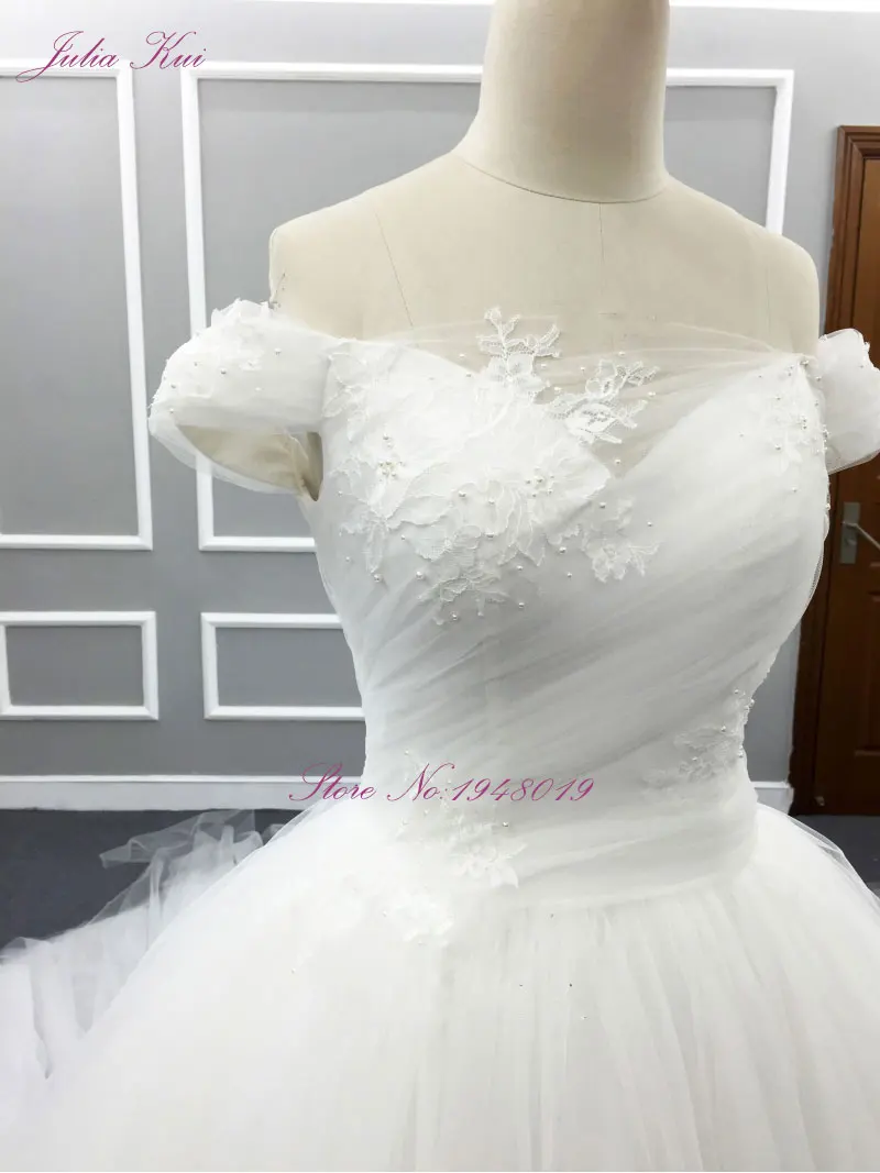 Julia Kui Vestidos De Novias элегантные тюлевые Свадебные платья с открытыми плечами А-силуэта Свадебные платья длиной до пола
