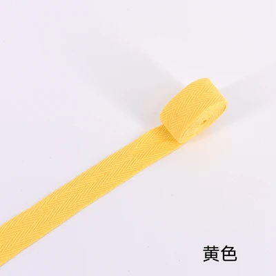 Yellow Заводская цена елочка/хлопчатобумажная лента с саржевым переплетением/хлопчатобумажная тесьма/Привязка смещения ленты для DIY мешок, ремесленные проекты Ширина 15 мм 50Yd/рулон - Цвет: Yellow