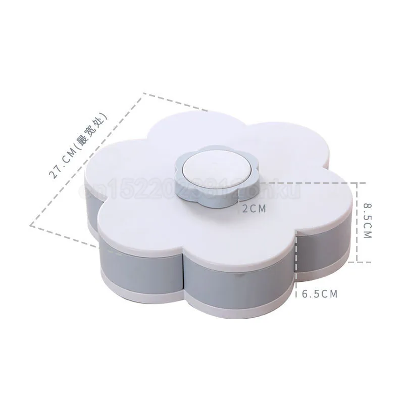 Petal-Shape Rotating Snack Box Candy Tray Food Storage Box Wedding Candy Plates Double-deck Dried Fruit Organizer Storage - Цвет: gray