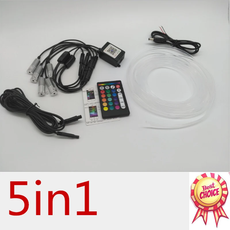 

5 in 1 Car LED Strip Lights RGB Light LED Car Interior Neon with Sound Active Function for iPhone Android Smart Phone 12v kit