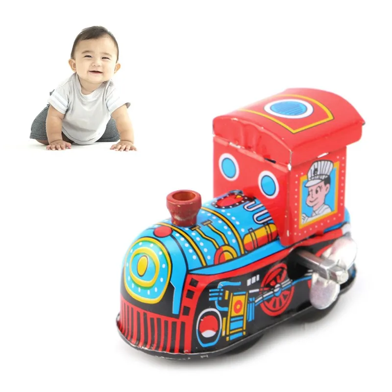 Ретро паровой поезд напоминание Дети Винтаж оловянный игрушечный часовой механизм игрушки подарок горячий