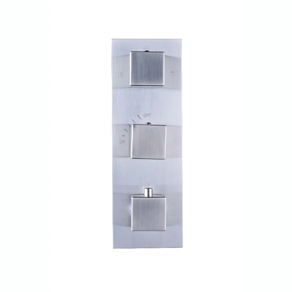 Brushed Nickel Concealed Thermostatic Mixer Valve Three Handle Shower Control Valve Control Water Temperature