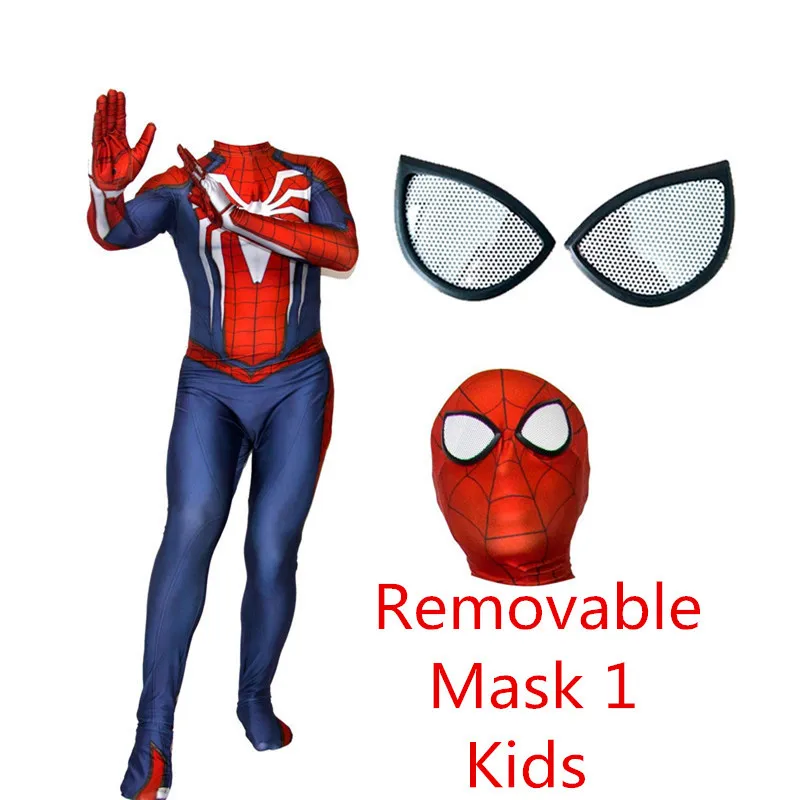 Игра PS4 паук косплей 3D печатных спандекс человек костюм боди Zentai комбинезон Супер Герои Хэллоуин для детей и взрослых - Цвет: Removable Kids 1