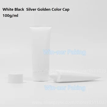 

100g White Plastic Soft Tube Gold Silver White Black Lid Empty Containers Soft Tube for Hand Cream Eye Cream Gel Packaging Tube