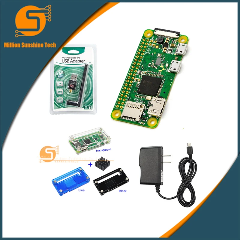 

Raspberry Pi zero W+Case+heat sink+150M wireless network card mini WiFi receiver+power supply for Raspberry pi free shipping