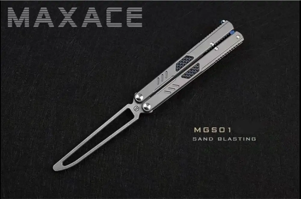 Складной тренировочный нож Maxace Convenant Gauss BALISONG, тренировочный тупой нож - Цвет: sand blasting