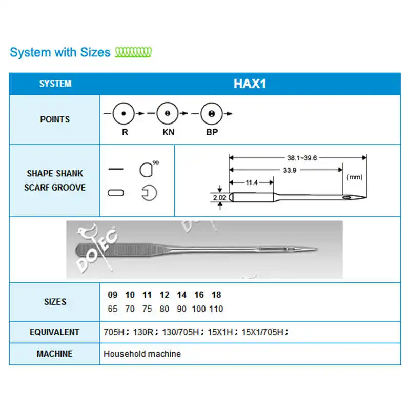 Dotec HAX1 130x705 H size65/9 100 шт. домашний бытовой швейной иглы для Janome и Toyota Singer, juki всех торговых марок швейная машинка для дома