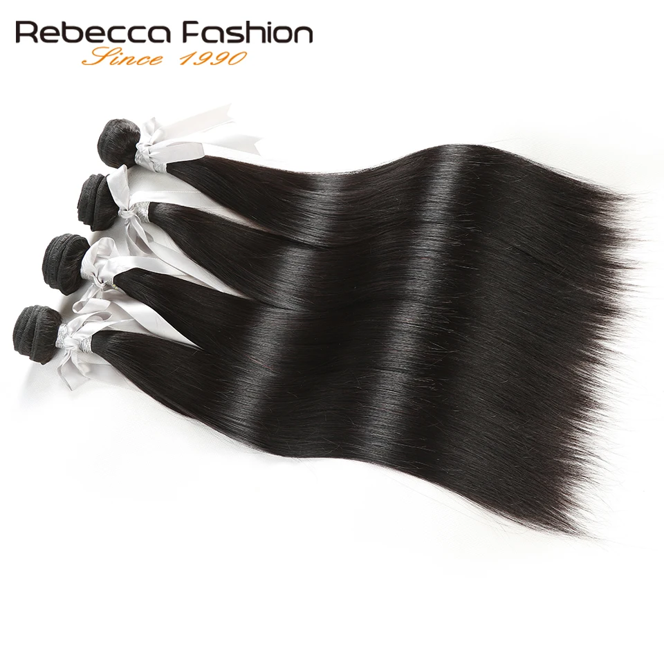 Rebecca Malaysian Straight Hair 4 Bundles Deal 10-26 Inch Non Remy Straight Hair Weave Extension Double Weft Human Hair Bundles