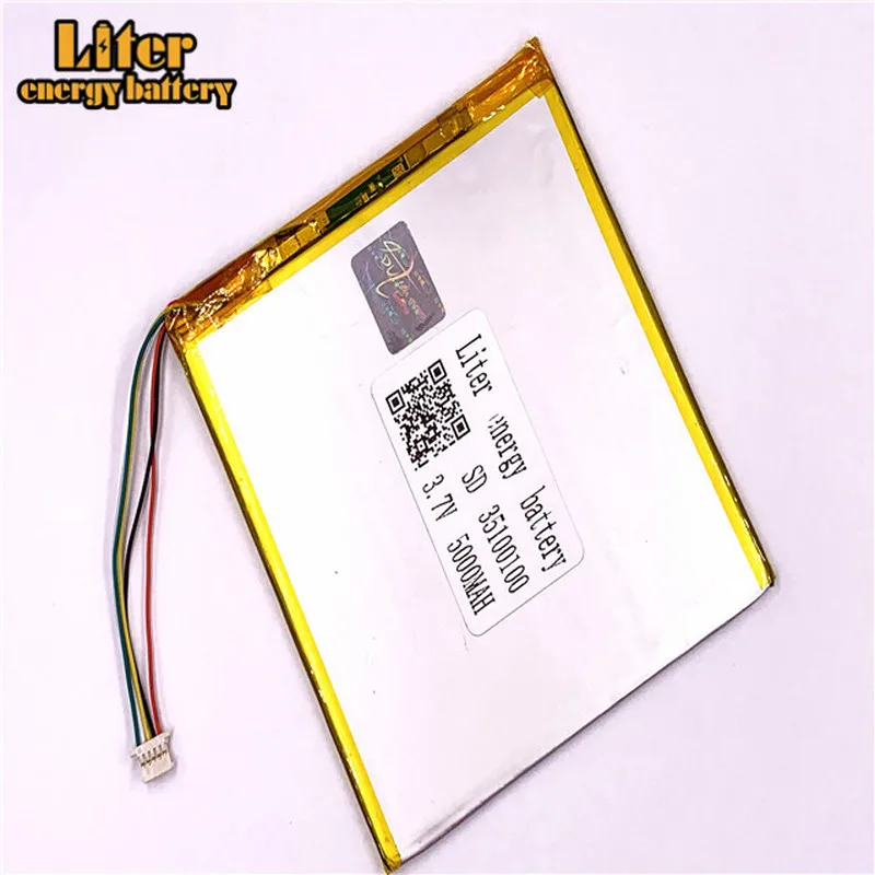 

1.0MM 5pin connector 3.7v 35100100 5000mah lithium polymer battery with pcm backup tablet pc battery