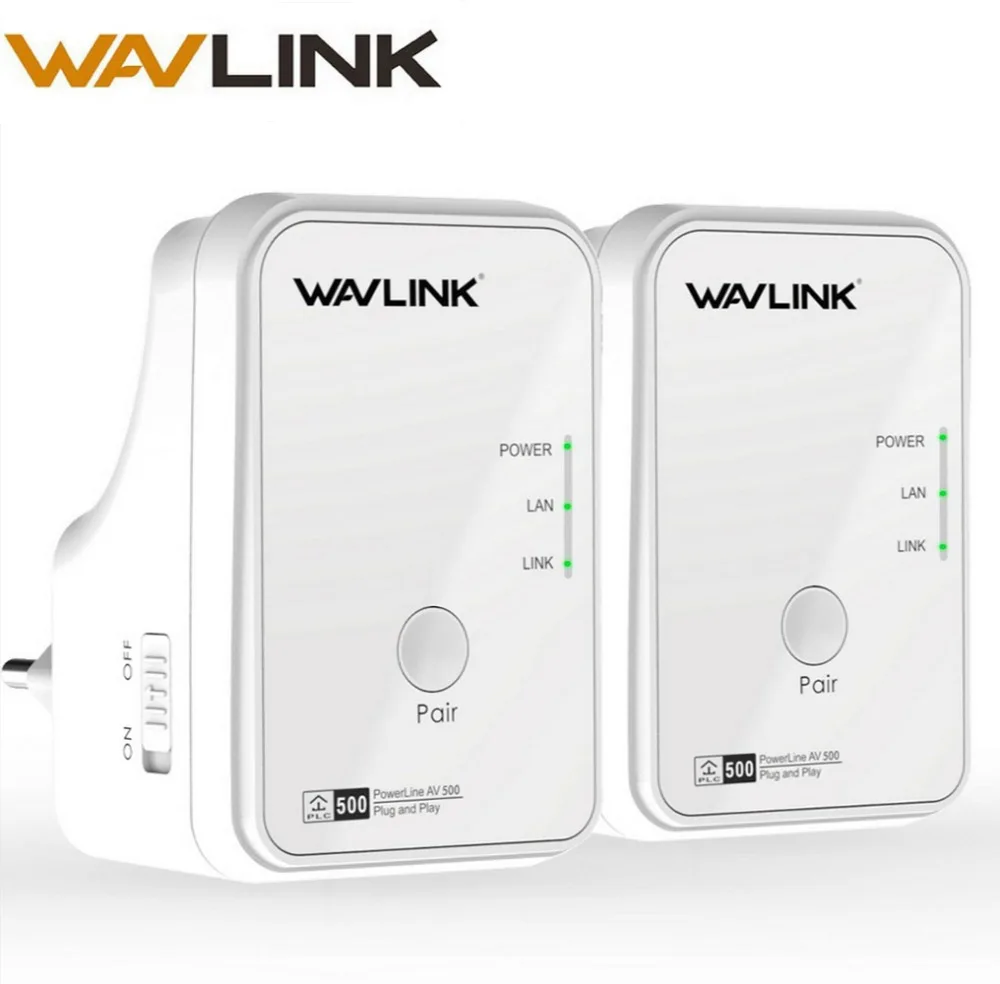 1pair Wavlink AV500 Powerline Network Adapter RJ45 500Mbs Powerline Kit Ethernet adapter IPTV HomePlug AV Plug and Play EU/US 1pair Wavlink AV500 Powerline Network Adapter RJ45 500Mbs Powerline Kit Ethernet adapter IPTV HomePlug AV Plug and Play EU/US
