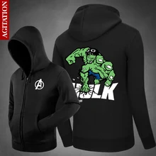 Мода Hulk Smash! Толстовки с капюшоном, толстовки, свободная верхняя одежда, милое хлопковое пальто унисекс на молнии, Марвел из Мстителей, комикс