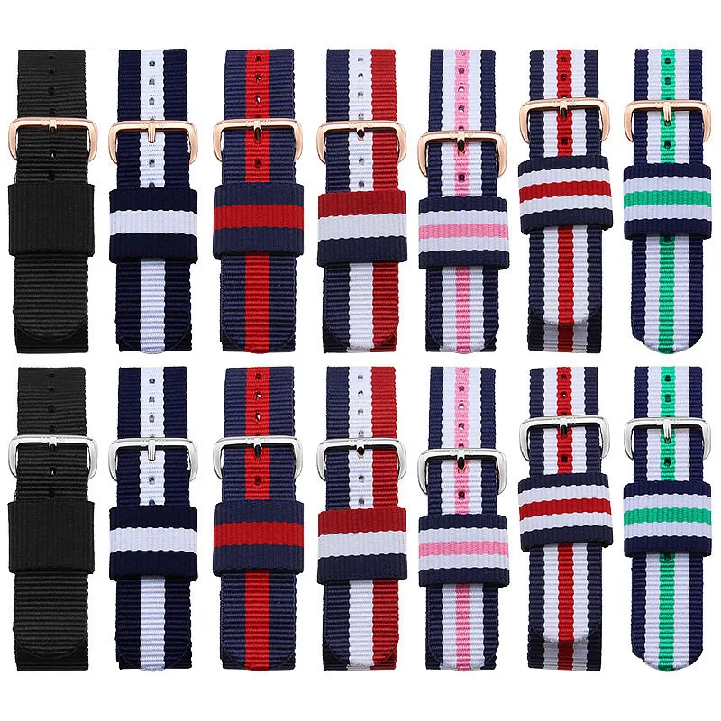 

Top Quality luxury watchband 18mm 20mm colorful nato nylon strap ladies watches rose gold lovers men women for dw watch strap