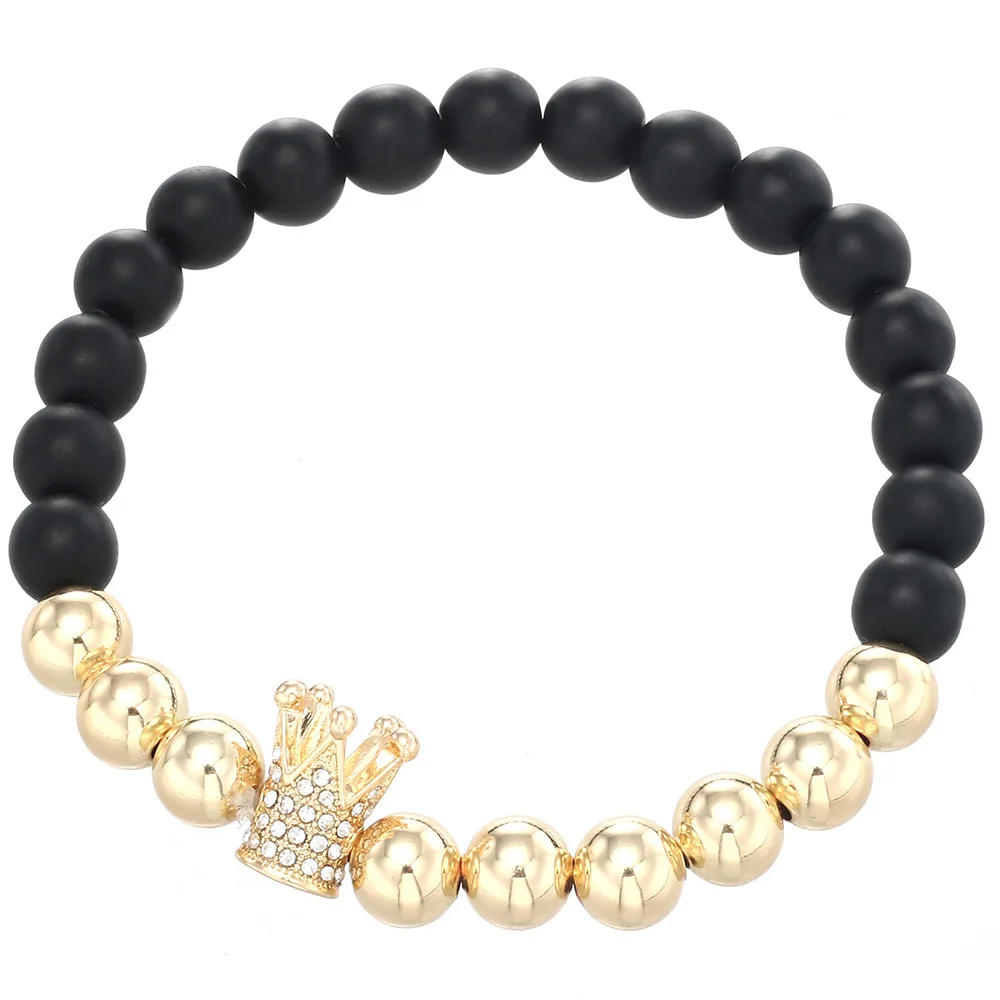 Медь бусины черное покрытие бисера Micro циркониевый камень темперамент an Crown A бусы браслет