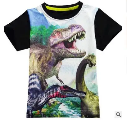 Softu/Детская летняя одежда футболка для маленьких мальчиков хлопковая футболка с короткими рукавами и динозавром Повседневная Спортивная футболка для маленьких мальчиков От 4 до 12 лет, рубашки - Цвет: s0300