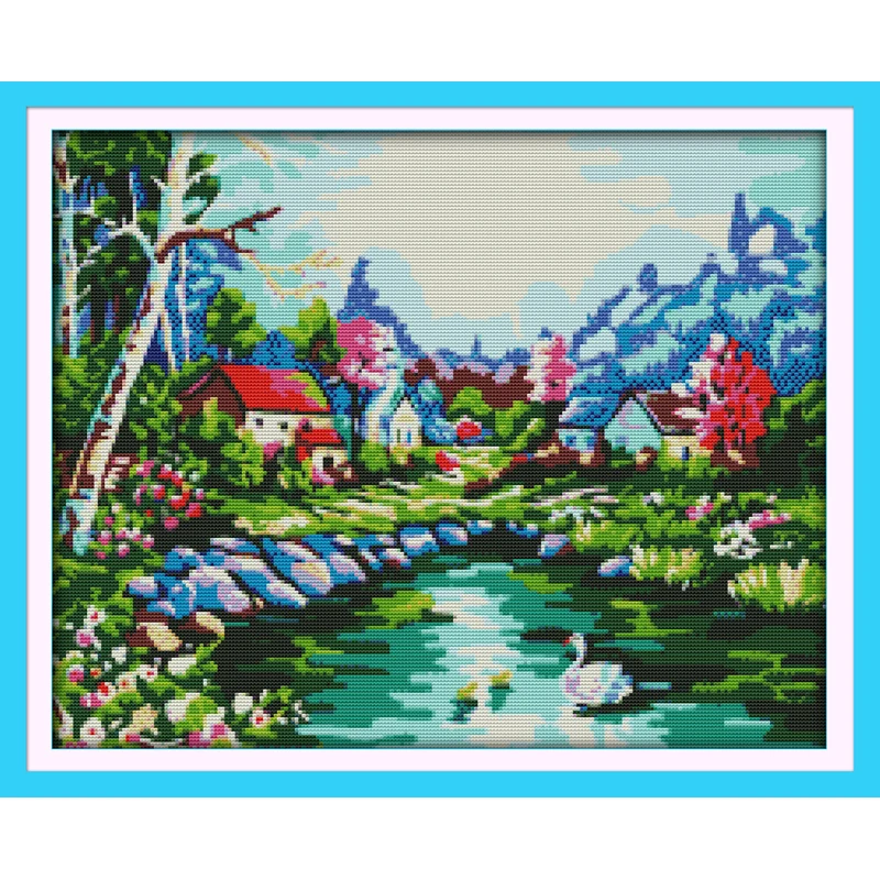 

Everlasting love Swan Lake (4) Chinese cross stitch kits Ecological cotton stamped 11CT DIY new year gift decorations for home