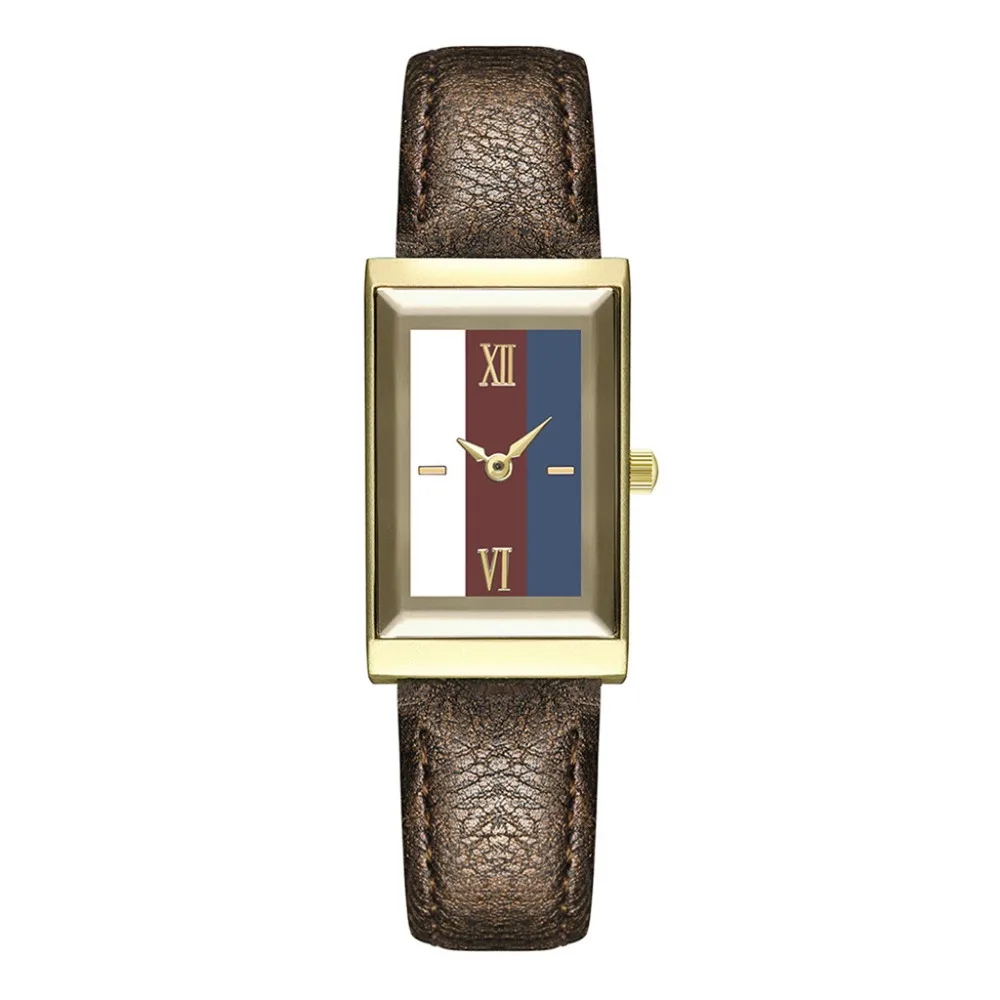 Продукт женские часы с квадратным циферблатом дамские Модные кварцевые наручные часы модные часы с кожаным ремешком повседневные часы Reloj Mujer@ 50