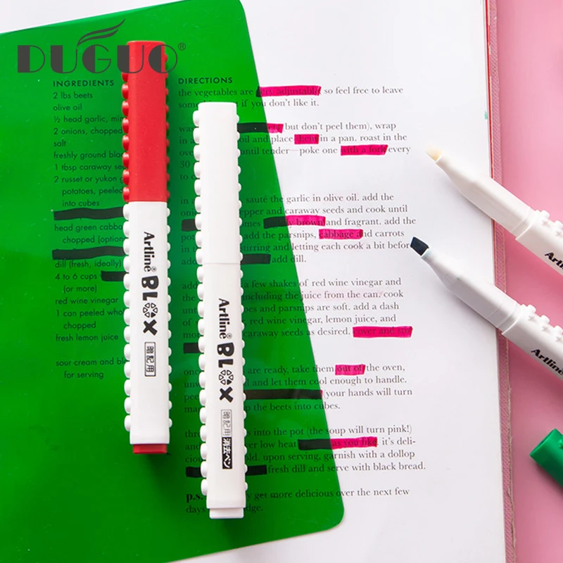 DUGUO cute stationery can eliminate the erasable back word learning postgraduate cover baffle highlighter set | Канцтовары для