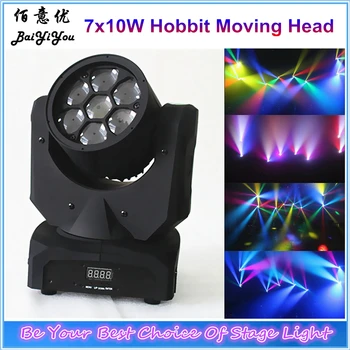 

High Quality Amazing Hobbit 7pcs*10w Led Moving Head Light RGBW Colorful Effect Fixture 7x10w LED Multi Beam Moving Head Light