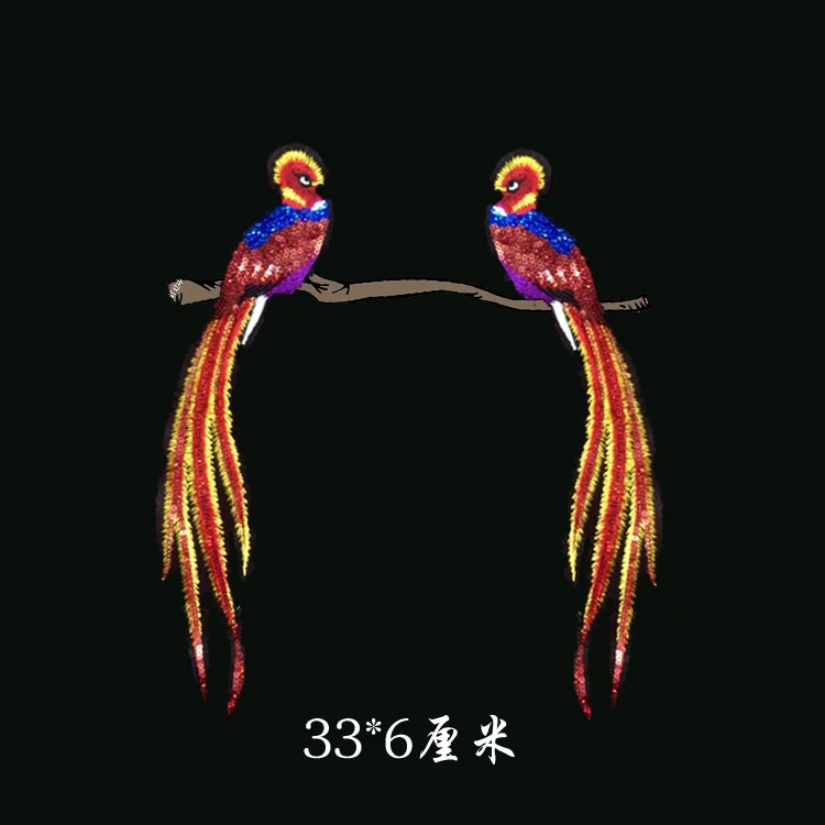 

VOne pair sequins embroidered birds applique patch applique vintage clothing decoration patch