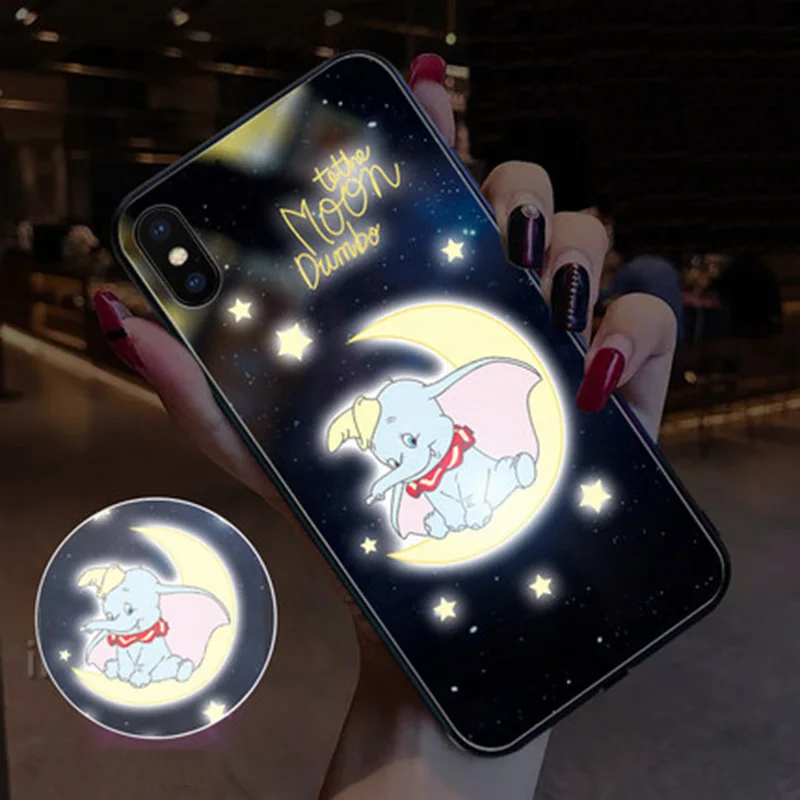 3 EKIND Dumbo серии закаленное стекло чехол для iPhone X XS XSMAX светодиодный логотип flash чехол для iPhone защитный чехол телефона - Цвет: 3