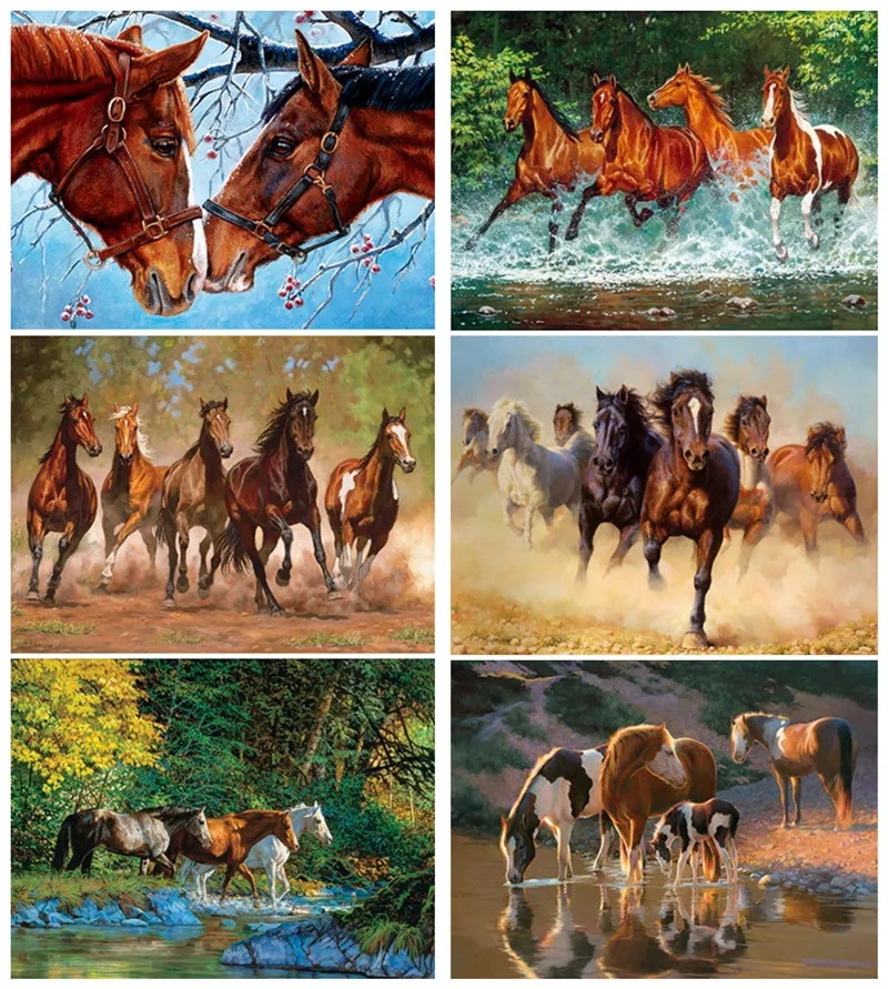 

Full circular DIY Diamond Painting Horse in the woods Diamond Embroidery Cross Stitch Diamond Rhinestone Decor