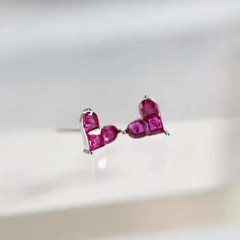 

DreamySky 2018 New Design 925 Sterling Silver Red Heart Earrings For Women Fashion Jewelry Free Shipping Brincos