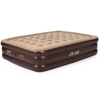 

Inflatable Queen Size And Single Air Bed Double Air Mattress With Electric Pump Comfortable Flocking Airbed Guest & Indoor Use