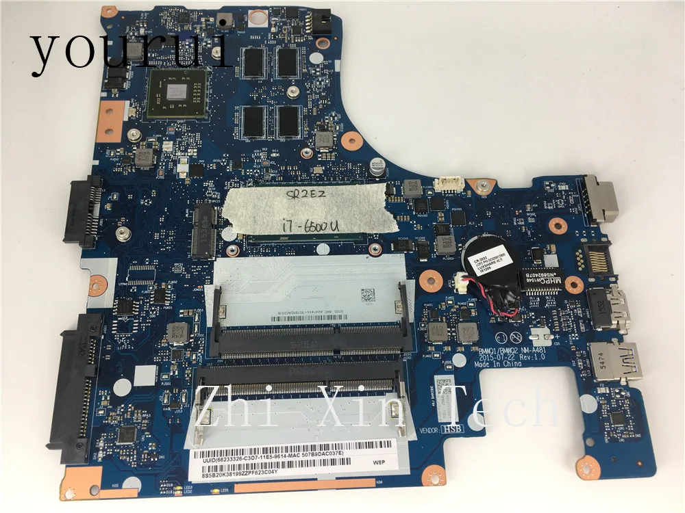 Yourui для Lenovo Ideapad 300 15ISK Материнская плата ноутбука SR2EZ i7 6500u процессор BMWQ1/ BMWQ2 NM A481