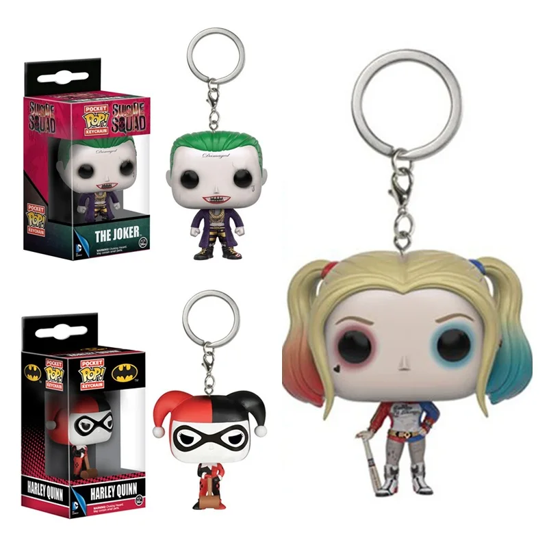 

DC Comics Suicide Squad Harley Quinn The Joker Pocket Pop Keychain Accessories Mini figures model toy gifts Collection