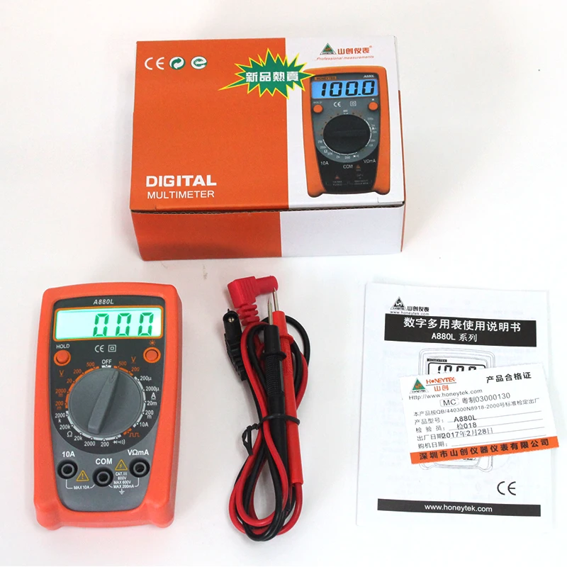 

A880L Non-Contact Mini Digital Multimeter DC AC Voltage Current Tester Ammeter Multitester