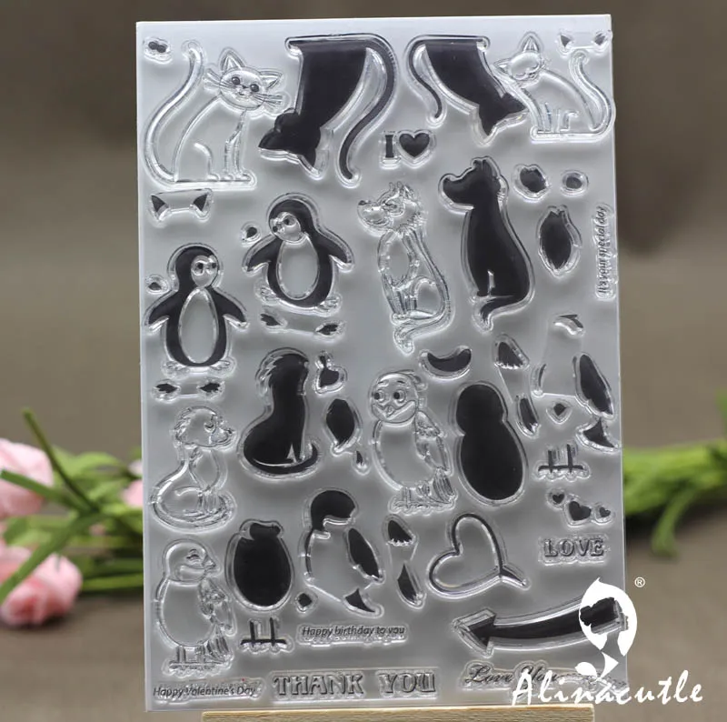

CLEAR STAMPS cute animal cat bird Scrapbooking Card paper craft silicon rubber roller transparent clear stamp