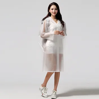 

Long Fashion Women EVA Transparent Raincoat Poncho Portable Light Raincoat NOT Disposable Rain Coat For Adult
