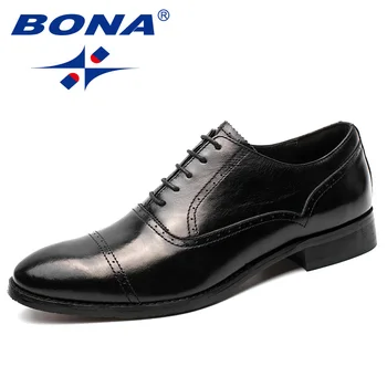 

BONA New Arrival Popular Style Men Formal Shoes Geniune Leather Men Office Shoes Lace Up Male Dress Shoes Fast Free Shipping