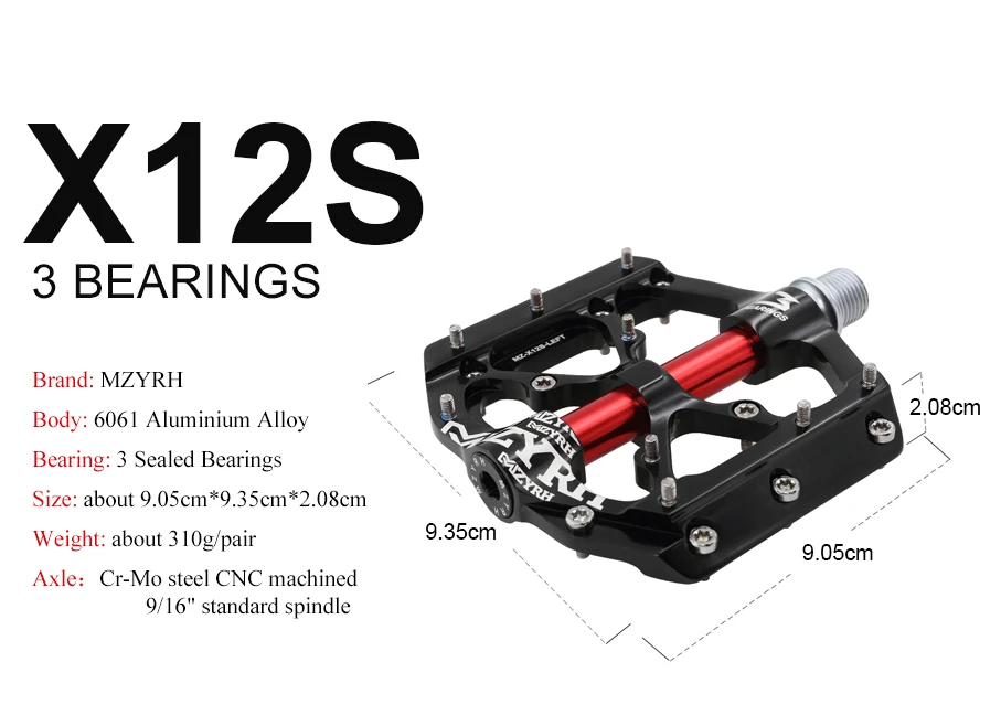 MZYRH 1 пара 9/16 ''педали для горного велосипеда из нейлона/алюминия с противоскользящим гвоздем 3 Герметичные педали на платформе для горного велосипеда