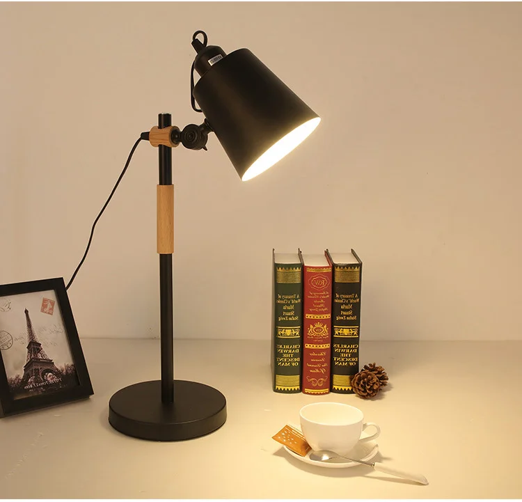 Современная светодиодная настольная лампа, регулируемая настольная лампа для учебы, офиса, чтения, спальни, прикроватная лампа E27, защита глаз, освещение для чтения