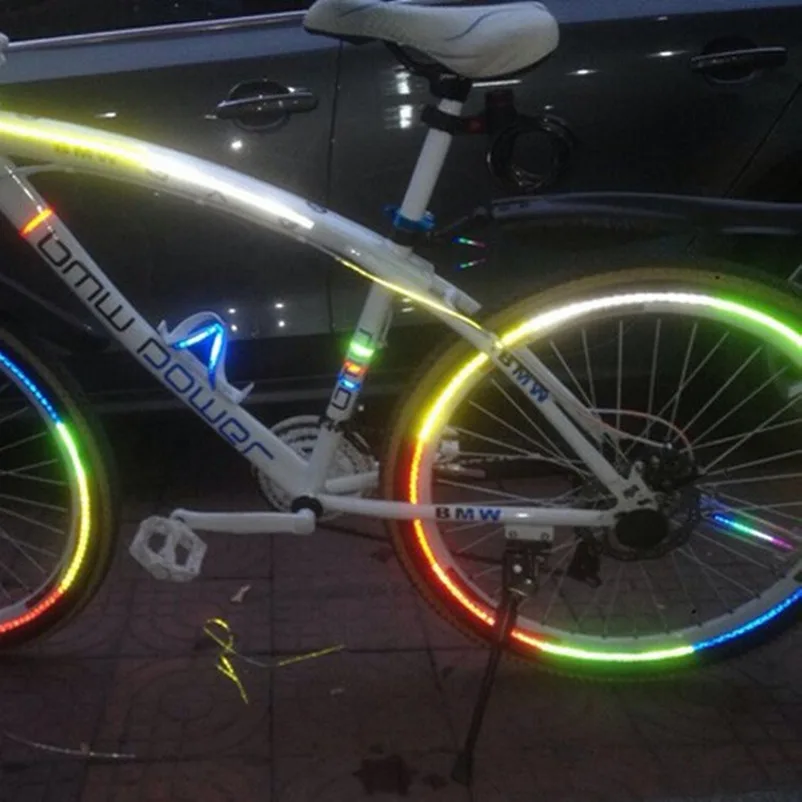 Reflector de bicicleta fluorescente MTB bicicleta pegatina rueda de ciclismo pegatinas reflectantes accesorios de calcomanía BRS2001