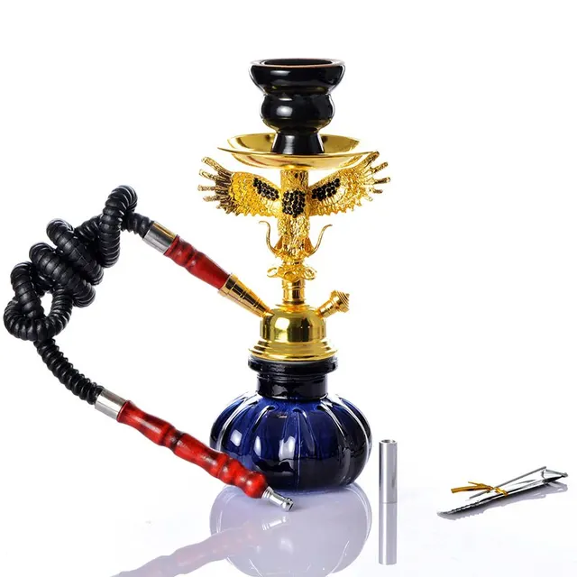 Glass Hookah Shisha Set With Luxury Gold Eagle Decorating Sheesha