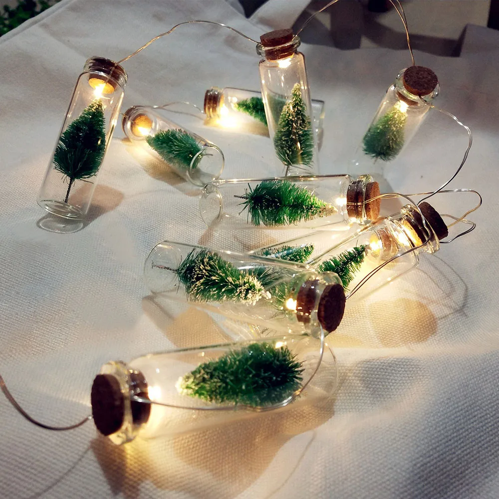 Рождественские украшения для дома 1 м батарея Рождественская елка Мейсон банка гирлянда стеклянные бутылки гирлянда светодиодные лампы для дома кулон