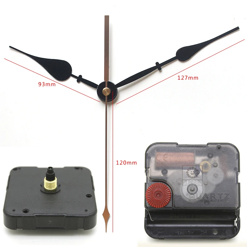 

12888 6mm screw length Quartz Movement Plastic Sweep Movement With black long Clock Hands 30# Clock Accessory DIY Clock Kits