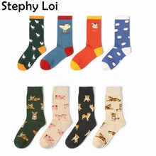 Новинка; забавные хлопковые носки для женщин и девочек с изображением животных; Носки с рисунком курицы, коровы, гуся, овцы, свиньи, щенка, кота; Новинка; kawaii; уличная одежда