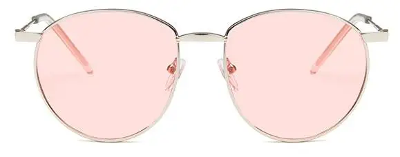 Ретро солнцезащитные очки для женщин брендовые дизайнерские gafas de sol mujer металлическая рамка солнцезащитные очки мужские женские очки okulary - Цвет линз: silver pink