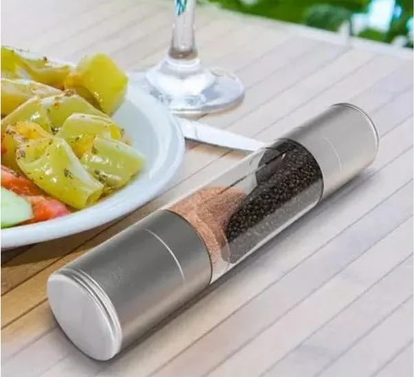 

1PC Silver Pepper Mill Portable 2 In 1 Stainless Steel Manual Salt Grain Malt Mill Pepper Grinder Kitchen Accessaries KX 128